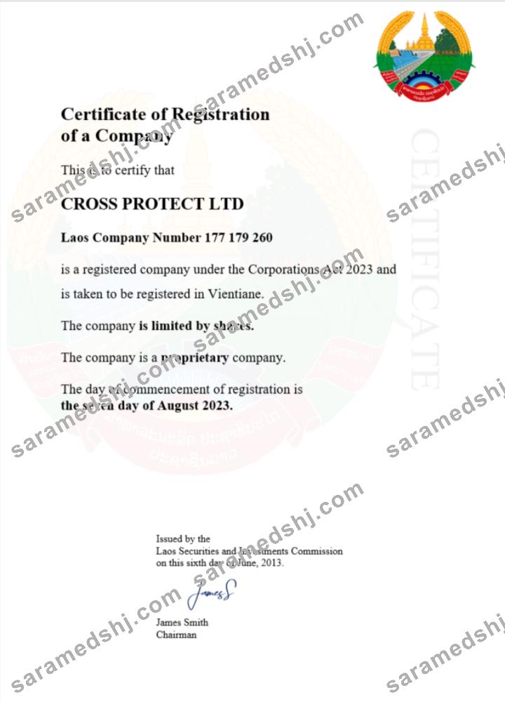 Laos business registration certificate Word and PDF template